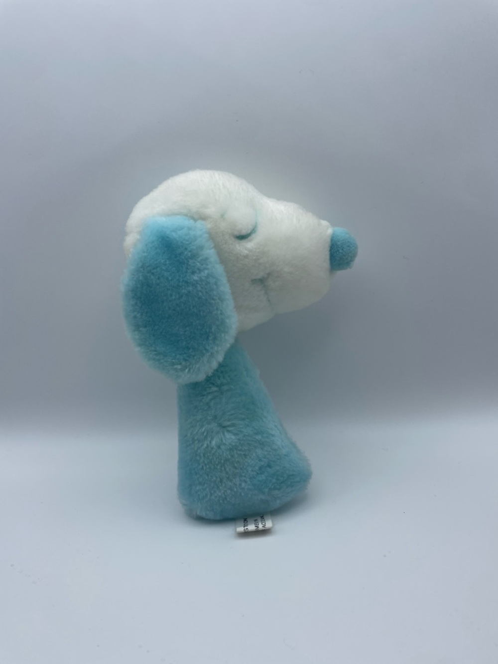 Rare Vintage 1968 snoopy plush rattle blue and white
